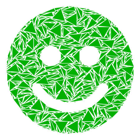 Glad smile mosaic of triangle elements in various sizes and shapes. Vector triangles are grouped into glad smile illustration. Geometric abstract vector illustration.のイラスト素材