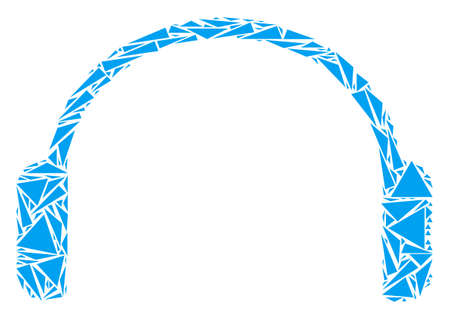 Headphones collage of triangle items in variable sizes and shapes. Vector polygons are arranged into headphones illustration. Geometric abstract vector illustration.のイラスト素材