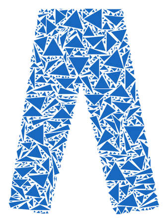 Jeans collage of triangle elements in variable sizes and shapes. Vector triangles are arranged into jeans collage. Geometric abstract vector illustration.のイラスト素材