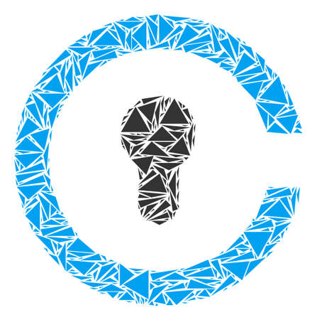 Keyhole collage of triangle elements in different sizes and shapes. Vector triangles are arranged into keyhole collage. Geometric abstract vector illustration.のイラスト素材