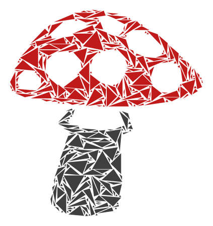 Mushroom collage of triangle elements in different sizes and shapes. Vector triangles are organized into mushroom collage. Geometric abstract vector illustration.のイラスト素材
