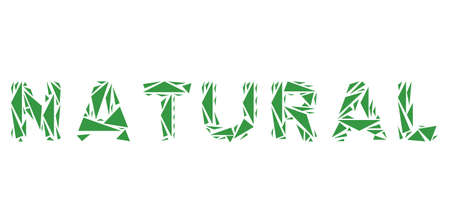 Natural text collage of triangle items in different sizes and shapes. Vector triangles are united into natural text collage. Geometric abstract vector illustration.のイラスト素材