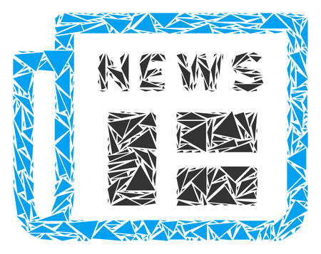 Newspaper collage of triangle elements in variable sizes and shapes. Vector polygons are combined into newspaper collage. Geometric abstract vector illustration.のイラスト素材
