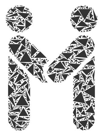 Persons handshake collage of triangle elements in various sizes and shapes. Vector polygons are organized into persons handshake illustration. Geometric abstract vector illustration.のイラスト素材
