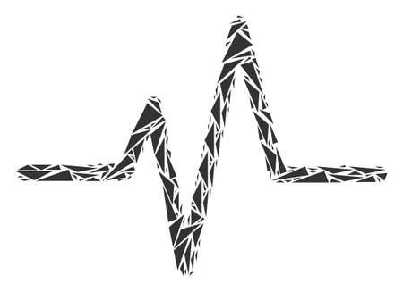 Pulse collage of triangle items in various sizes and shapes. Vector polygons are composed into pulse collage. Geometric abstract vector illustration.のイラスト素材