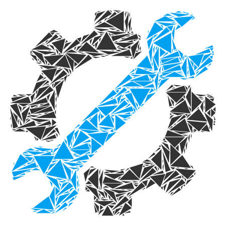 Service tools collage of triangle elements in different sizes and shapes. Vector triangles are combined into service tools collage. Geometric abstract vector illustration.のイラスト素材