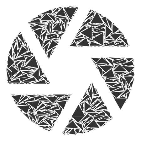 Shutter collage of triangle elements in various sizes and shapes. Vector polygons are organized into shutter collage. Geometric abstract vector illustration.のイラスト素材