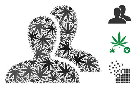 Clients composition of marijuana leaves in various sizes and color tones. Vector flat marijuana leaves are composed into clients illustration. Addiction vector design concept.のイラスト素材
