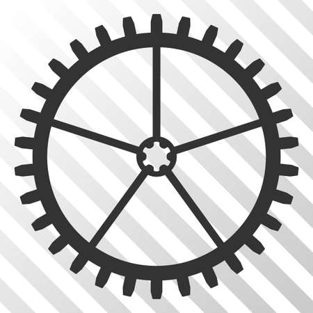 Tooth wheel vector pictograph. An illustration style is a flat iconic symbol on a hatched transparent background.のイラスト素材