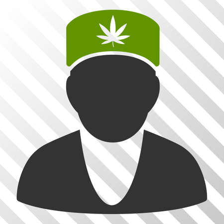 Hemp doctor vector icon. An illustration style is a flat iconic symbol on a hatched transparent background.のイラスト素材