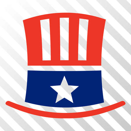 Uncle Sam hat vector pictograph. An illustration style is a flat iconic symbol on a hatch transparent background.のイラスト素材