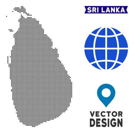 Dot Sri Lanka Island map. Vector territorial scheme in dark gray color. Points have rhombus shape.のイラスト素材
