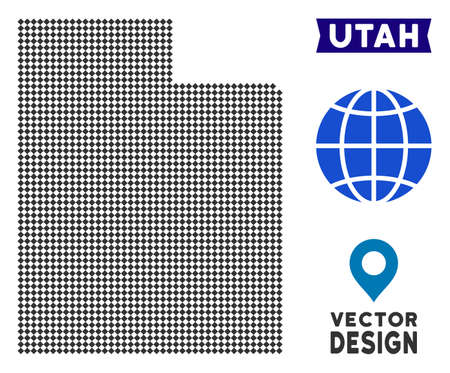 Dot Utah State map. Vector territorial scheme in dark gray color. Points have rhombic shape.のイラスト素材