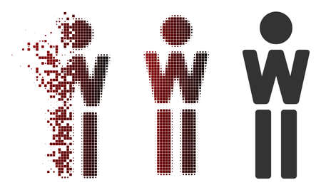 Vector woman icon in dissolved, dotted halftone and undamaged whole variants.のイラスト素材