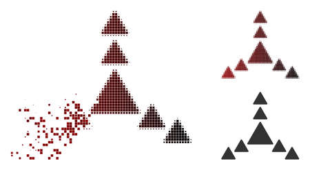 Vector direction triangles icon in sparkle, dotted halftone and undamaged entire versions....
