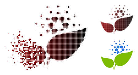 Cardano startup sprout icon in sparkle, pixelated halftone and undamaged whole variants. Points are grouped into vector sparkle cardano startup sprout icon.のイラスト素材