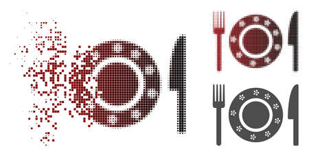 Restaurant tableware icon in sparkle, dotted halftone and undamaged solid versions. Particles are organized into vector sparkle restaurant tableware icon.のイラスト素材