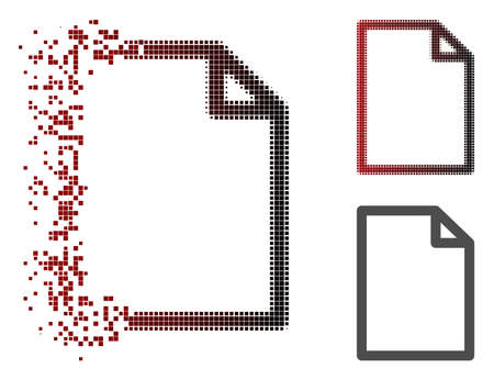 New file icon in dissolved, pixelated halftone and undamaged entire variants. Elements are grouped into vector disappearing new file icon.のイラスト素材
