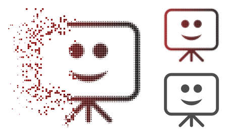 Projection board smile icon in sparkle, pixelated halftone and undamaged solid versions. Elements are organized into vector sparkle projection board smile icon.のイラスト素材