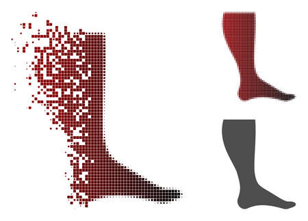 Leg icon in sparkle, dotted halftone and undamaged entire variants. Particles are combined into vector dissipated leg icon.のイラスト素材