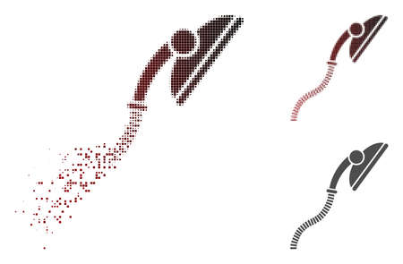 Flexible shower icon in dispersed, pixelated halftone and undamaged whole versions. Points are composed into vector sparkle flexible shower icon.のイラスト素材