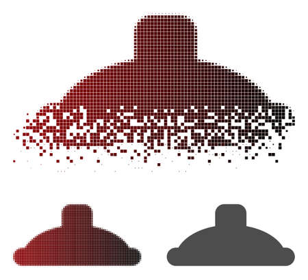 Shower head icon in dissolved, pixelated halftone and undamaged whole versions. Fragments are combined into vector sparkle shower head icon.のイラスト素材
