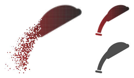 Shower head icon in fractured, pixelated halftone and undamaged whole variants. Points are arranged into vector disappearing shower head icon.のイラスト素材