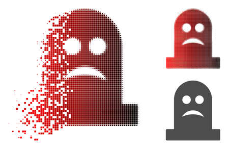 Sad tomb icon in sparkle, dotted halftone and undamaged solid variants. Particles are combined into vector dissipated sad tomb symbol.のイラスト素材