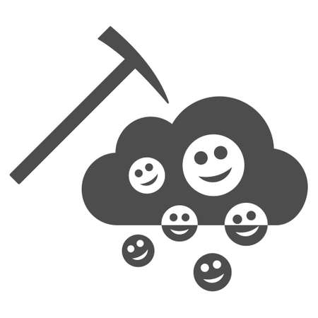 Happy cloud mining raster pictograph. Style is flat graphic gray symbol.の写真素材