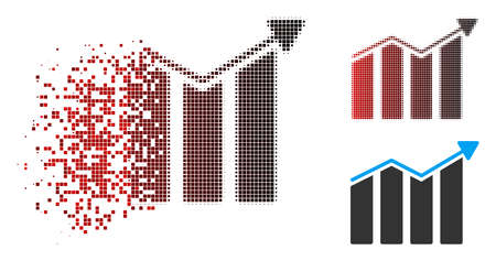 Trend icon with face in fractured, dotted halftone and undamaged entire versions. Points are composed into vector disappearing trend icon.のイラスト素材