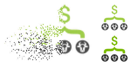 Cows result dollar icon in dissolved, pixelated halftone and entire versions.のイラスト素材