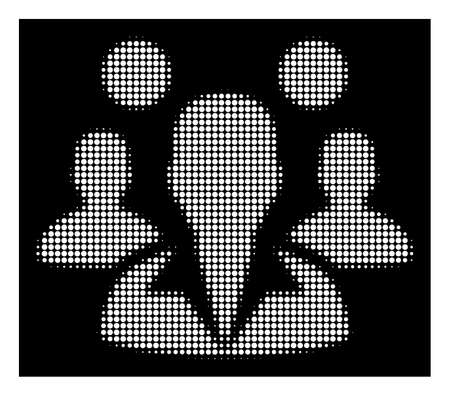 Halftone dotted staff icon. White pictogram with dotted geometric pattern on a black background. Vector staff icon designed of rounded spots.のイラスト素材