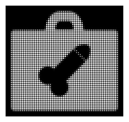 Halftone pixelated dildo toolbox icon. White pictogram with pixelated geometric structure on a black background. Vector dildo toolbox icon combined of rounded dots.のイラスト素材