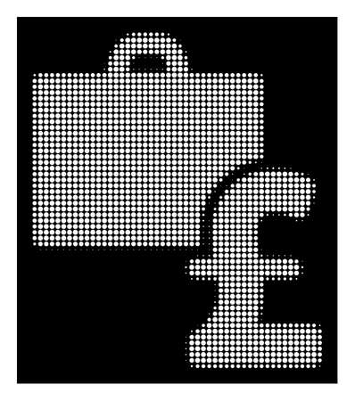 Halftone pixelated pound accounting icon. White pictogram with pixelated geometric pattern on a black background. Vector pound accounting icon done of rounded points.のイラスト素材