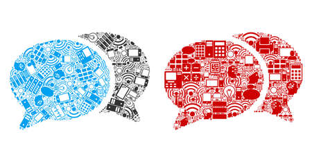 Forum Chat composition icons designed for bigdata purposes. Vector forum chat mosaics are composed from computer, calculator, connections, wi-fi, network icons into abstract illustration.のイラスト素材