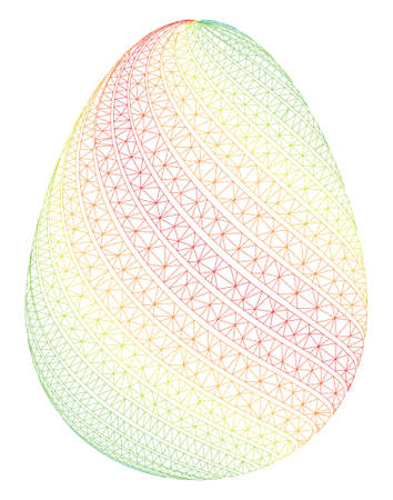 Mesh abstract egg with diagonal stripes polygonal 2d illustration. Abstract mesh lines and dots form triangular abstract egg with diagonal stripes.のイラスト素材