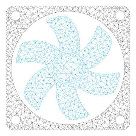 Mesh air conditioner polygonal icon illustration. Abstract mesh lines and dots form triangular air conditioner. Wire frame 2D polygonal line network in vector format isolated on a white background.のイラスト素材