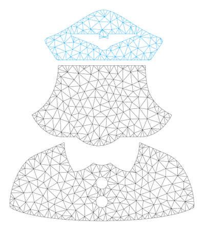 Mesh airline stewardess polygonal 2d illustration. Abstract mesh lines and dots form triangular airline stewardess.のイラスト素材