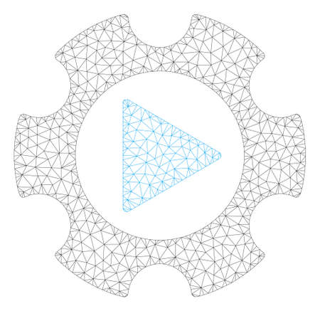 Mesh automation polygonal icon illustration. Abstract mesh lines and dots form triangular automation. Wire frame 2D polygonal line network in vector format isolated on a white background.のイラスト素材