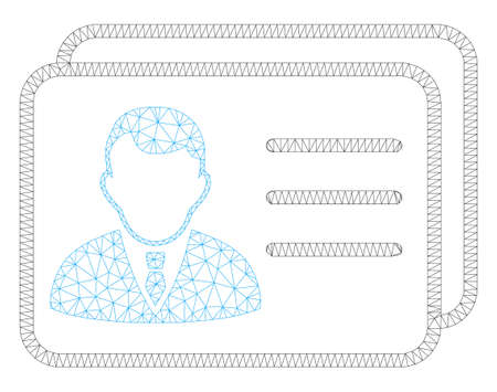 Mesh account cards polygonal 2d illustration. Abstract mesh lines and dots form triangular account cards. Wire frame 2D polygonal line network in vector format isolated on a white background.のイラスト素材