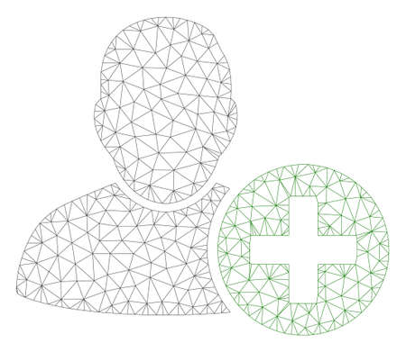 Mesh add user polygonal 2d illustration. Abstract mesh lines and dots form triangular add user. Wire frame 2D polygonal line network in vector format isolated on a white background.のイラスト素材