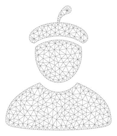 Mesh artist polygonal icon illustration. Abstract mesh lines and dots form triangular artist. Wire frame 2D polygonal line network in vector format isolated on a white background.のイラスト素材