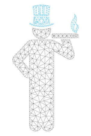 Mesh American capitalist polygonal icon illustration. Abstract mesh lines and dots form triangular American capitalist.のイラスト素材