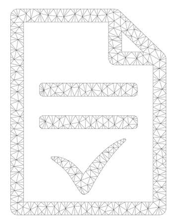 Mesh agreement document polygonal icon illustration. Abstract mesh lines and dots form triangular agreement document.のイラスト素材
