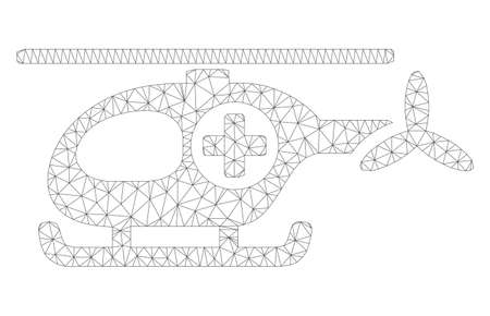 Mesh ambulance helicopter polygonal icon illustration. Abstract mesh lines and dots form triangular ambulance helicopter.のイラスト素材