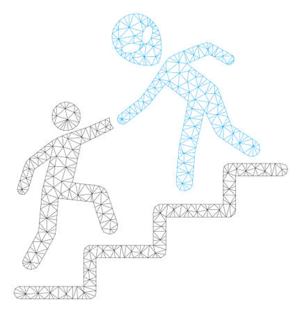 Mesh alien training help polygonal 2d illustration. Abstract mesh lines and dots form triangular alien training help.のイラスト素材