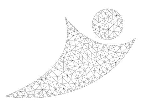 Mesh abstract flying man polygonal icon illustration. Abstract mesh lines and dots form triangular abstract flying man.のイラスト素材
