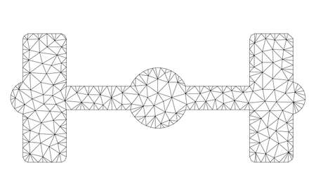 Mesh axle polygonal icon illustration. Abstract mesh lines and dots form triangular axle. Wire frame 2D polygonal line network in vector format isolated on a white background.のイラスト素材