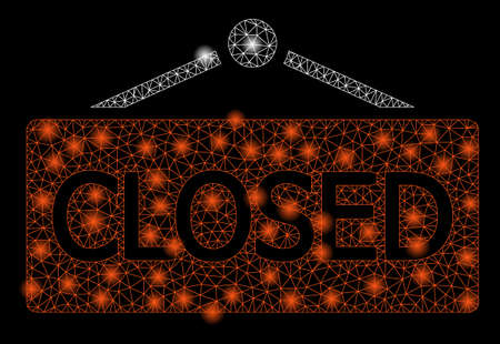 Gold square pattern and solid closed announce. Vector geographic closed announce in yellow golden color shades. Abstract mosaic is organized from random flat square parts.のイラスト素材