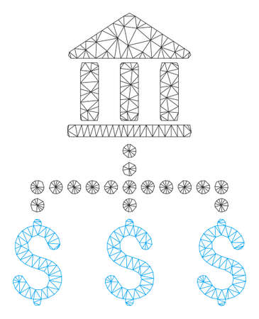 Mesh bank payments model icon. Wire carcass polygonal mesh of vector bank payments isolated on a white background. Abstract 2d mesh designed with polygonal grid and circle nodes.のイラスト素材